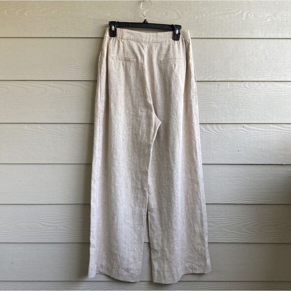 Anthropologie Sovere Instance High Waist Wide Leg Oatmeal Pleated Linen Pants L - Picture 12 of 14
